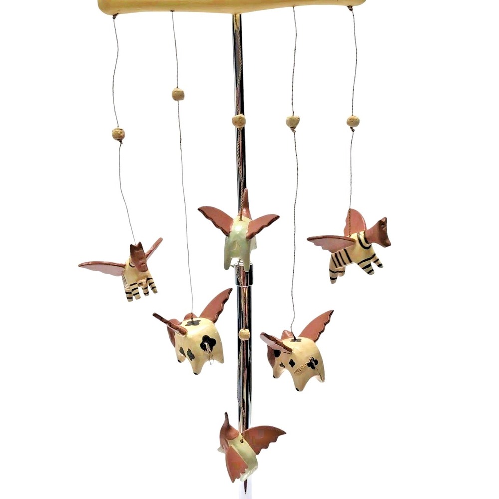 Pier 1 Imports Flying Animals Mobile Winged Pigs Cows Zebra Vintage Style In Box